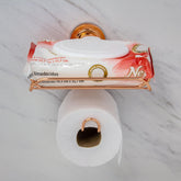 Suporte Papel Higienico Porta Objetos Ventosa Rose Gold - Ela Decora